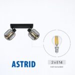 Vivalux VIV005291 Спот ASTRID SP971-2L 2xE14 метал+стъкло черен