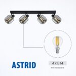 Vivalux VIV005292 Спот ASTRID SP972-4L 4xE14 метал+стъкло черен