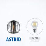 Vivalux VIV005287 Плафон ASTRID CL967 1xE27 метал+стъкло черен