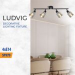 Vivalux VIV005299 Спот LUDVIG SP979-4L 4xE14 метал+стъкло черен