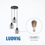Vivalux VIV005294 Полилей LUDVIG SSP974-R3H 3хE27 метал+стъкло черен