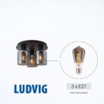 Vivalux VIV005293 Плафон LUDVIG CL973-3R 3хЕ27 метал+стъкло черен