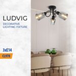 Vivalux VIV005298 Плафон LUDVIG CL978-3C 3хЕ14 метал+стъкло черен
