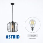 Vivalux VIV005288 Полилей ASTRID SSP968-1H 1xE27 метал+стъкло черен