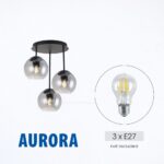Vivalux VIV005303 Фиксиран полилей AURORA SSP983-3R 3хE27 метал+стъкло черен