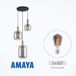 Vivalux VIV005316 Полилей AMAYA SSP996-3H 3хE27 метал+опушено стъкло
