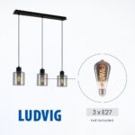 Vivalux VIV005295 Полилей LUDVIG SSP975-L3H 3хE27 метал+стъкло черен
