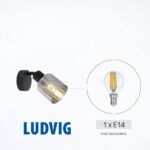 Vivalux VIV005296 Спот LUDVIG SP976-1R 1xE14 метал+стъкло черен