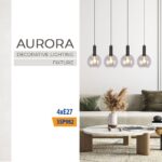 Vivalux VIV005302 Полилей AURORA SSP982-4H 4хE27 метал+стъкло черен