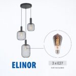Vivalux VIV005275 Полилей ELINOR SSP955-R3H 3xE27 метал+PVC мрежа черен