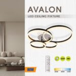 Vivalux VIV005324 LED плафон AVALON LED 80W черен CCT 3000-4000-6400K