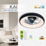 Vivalux VIV005337 LED плафон с вентилатор KAI LED 30W черен CCT 3000K-6400K