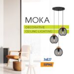 Vivalux VIV005282 Полилей MOKA SSP962-3H 3xE27 метал+дърво мрежа черен