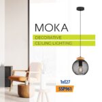 Vivalux VIV005281 Полилей MOKA SSP961-1H 1xE27 метал+дърво мрежа черен