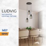 Vivalux VIV005294 Полилей LUDVIG SSP974-R3H 3хE27 метал+стъкло черен