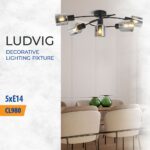 Vivalux VIV005300 Плафон LUDVIG CL980-5C 5хЕ14 метал+стъкло черен