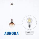 Vivalux VIV005304 Полилей AURORA SSP984-1H 1хE27 метал+стъкло кафе