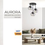 Vivalux VIV005303 Фиксиран полилей AURORA SSP983-3R 3хE27 метал+стъкло черен