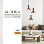 Vivalux VIV005305 Полилей AURORA SSP985-R3H 3хE27 метал+стъкло кафе