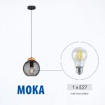 Vivalux VIV005281 Полилей MOKA SSP961-1H 1xE27 метал+дърво мрежа черен
