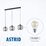 Vivalux VIV005289 Полилей ASTRID SSP969-3H 3xE27 метал+стъкло черен