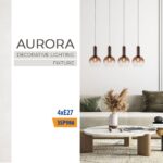 Vivalux VIV005306 Полилей AURORA SSP986-L4H 4хE27 метал+стъкло кафе