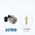 Vivalux VIV005290 Спот ASTRID SP970-1R 1xE14 метал+стъкло черен