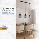 Vivalux VIV005295 Полилей LUDVIG SSP975-L3H 3хE27 метал+стъкло черен