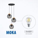 Vivalux VIV005282 Полилей MOKA SSP962-3H 3xE27 метал+дърво мрежа черен