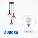 Vivalux VIV005305 Полилей AURORA SSP985-R3H 3хE27 метал+стъкло кафе