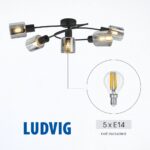 Vivalux VIV005300 Плафон LUDVIG CL980-5C 5хЕ14 метал+стъкло черен