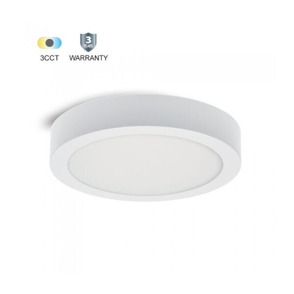 Vito 2027383 LED ПАНЕЛ ЗА ПОВЪРХНОСТЕН МОНТАЖ LARA R 18W 3CCT 3000K 4000K 6500K 1980lm D217 КРЪГЪЛ БЯЛ
