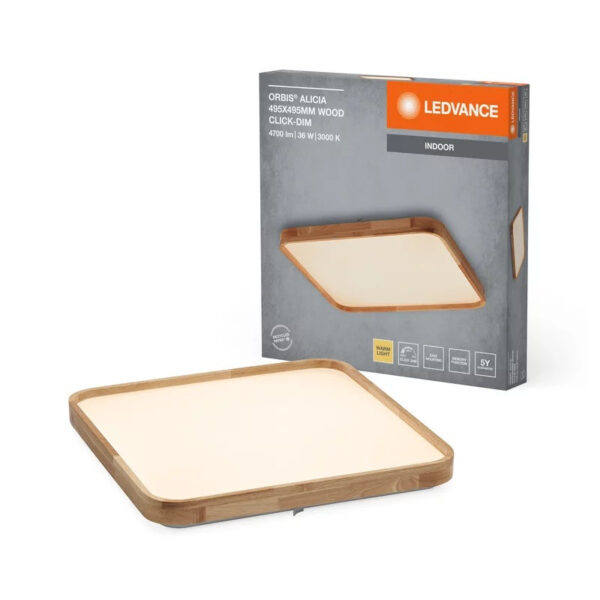 Ledvance 2078302432 led лампа orbis alicia 495x495mm 36w 830 click dim wood