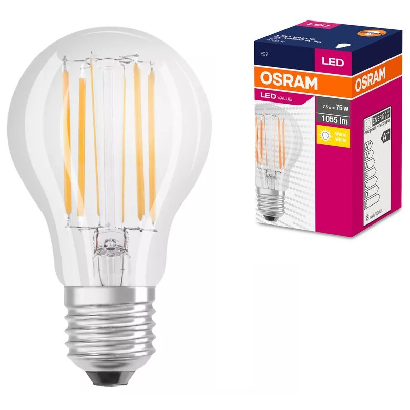 value-filament-cla75-1055lm-827-e27.jpg Ledvance 2024007011 led лампа value filament cla75 1055lm/827 e27