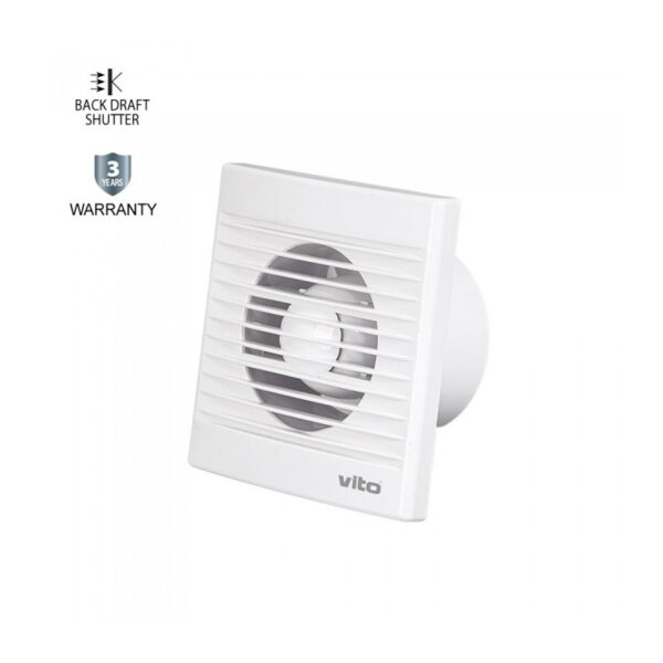 Vito 8005205 ВЕНТИЛАТОР ЗА БАНЯ VENTI A100 Φ100 ММ 12W С ВЪЗВРАТНА КЛАПА БЯЛ