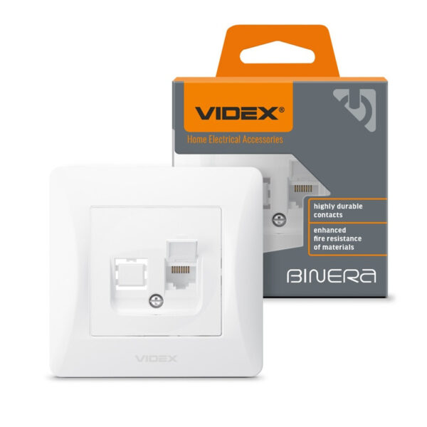 VIDEX 02040107 компютърна розетка cat6 vf-bnsk1pc6-w binera videx - бял