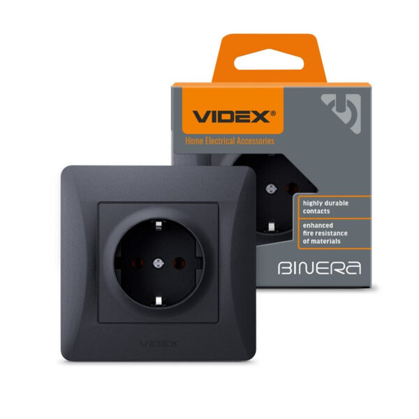 VIDEX 02040100 контакт шуко vf-bnsk1g-bg 16а binera videx - графит