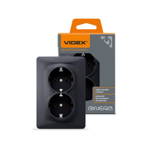 VIDEX 02040102 двоен контакт шуко vf-bnsk2g-bg 16а binera videx - графит