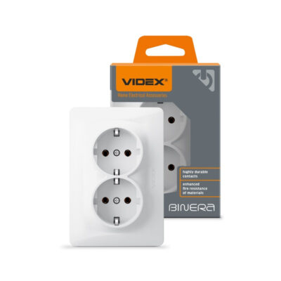 VIDEX 02040103 двоен контакт шуко vf-bnsk2g-w 16а binera videx - бял