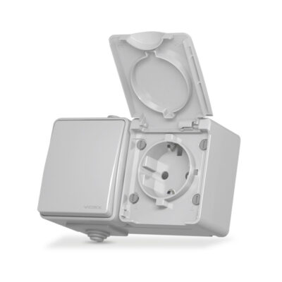 VIDEX 02040404 външен ключ с контакт шуко ip65 vf-bnw3-g videx - сив