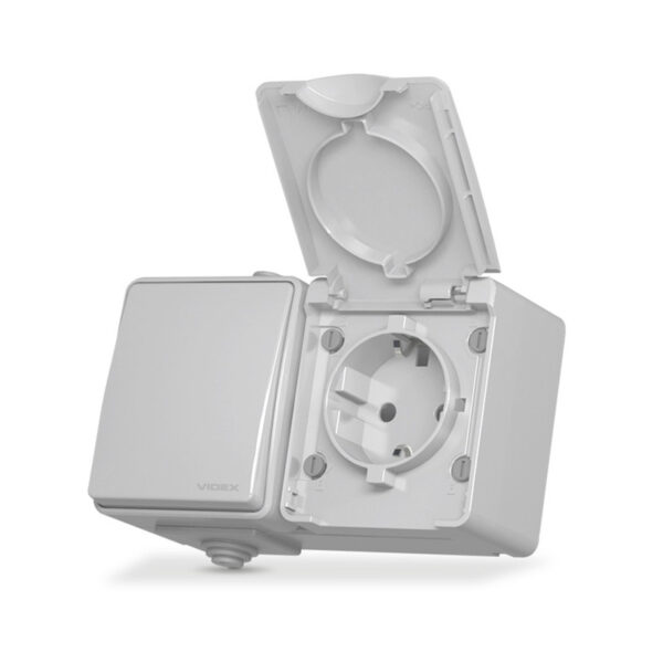 VIDEX 02040404 външен ключ с контакт шуко ip65 vf-bnw3-g videx - сив