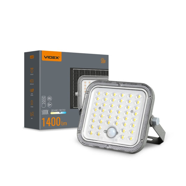 VIDEX 02020219 автономен led прожектор със соларен панел и датчик за движение vl-fso4-205-s 20w/5k videx