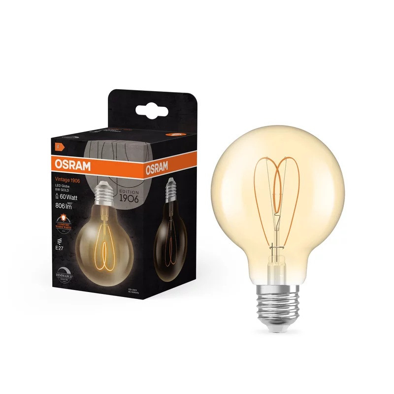 vintage-1906-cla60-g80-gold-heart-fil-dim-8w-e27.jpg Ledvance 202401355 led лампа vintage 1906 cla60 g80 gold heart fil dim 8w e27