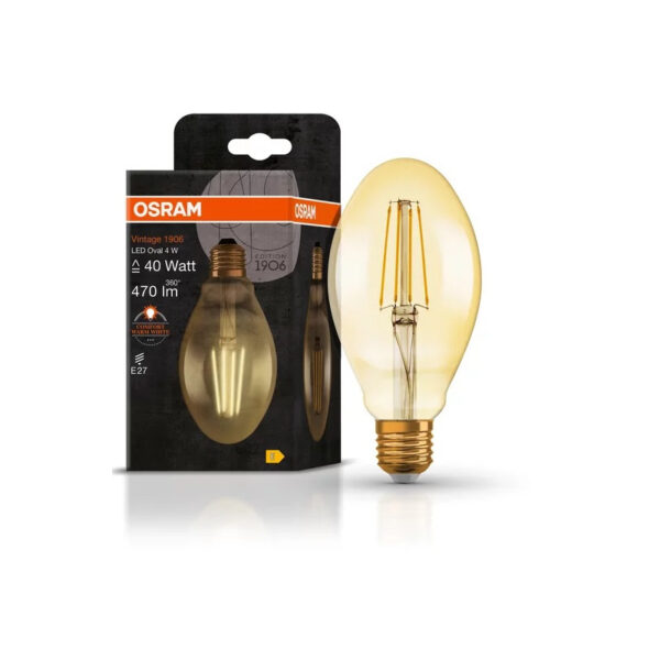 Ledvance 20240144 led лампа vintage 1906 led cl oval gold40 4w/824 e27