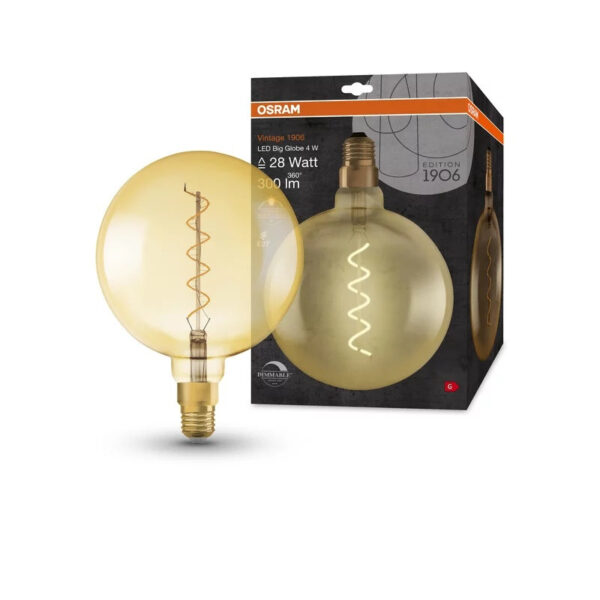 Ledvance 202401503 led лампа vintage 1906 led dim cl globe200 gold28 4w/820 e27