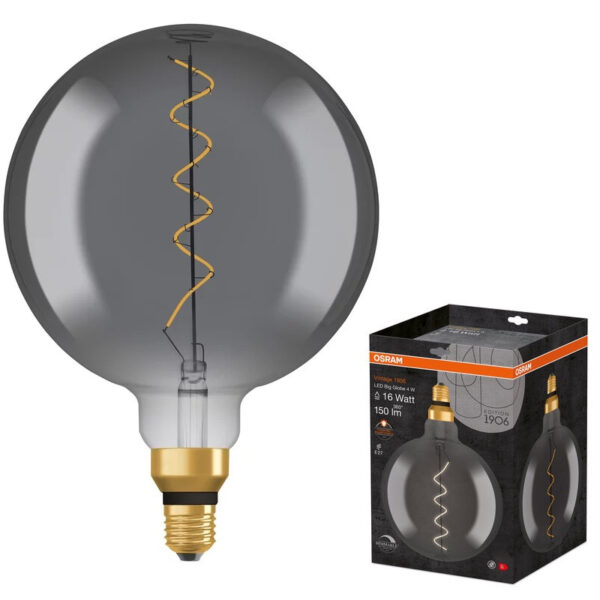 Ledvance 202401505 led лампа vintage 1906 led dim cl globe200 smoke16 4w/818 e27