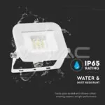 V-TAC VT-10011 10W LED Прожектор SAMSUNG Чип PRO-S Бяло Тяло 3000К