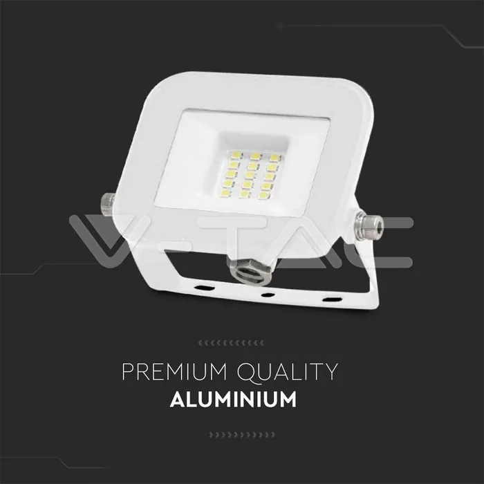 V-TAC VT-10011 10W LED Прожектор SAMSUNG Чип PRO-S Бяло Тяло 3000К