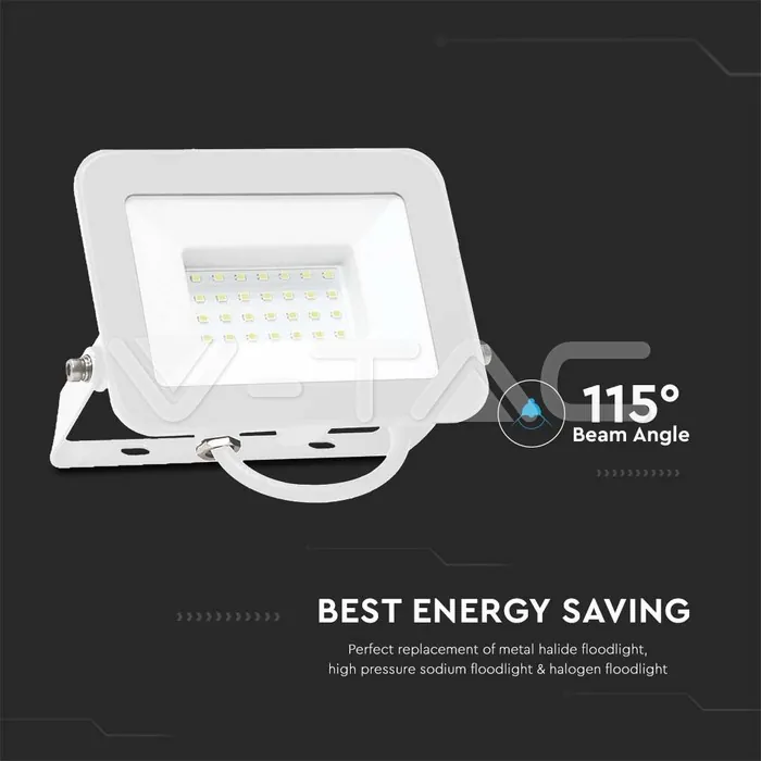 V-TAC VT-10023 30W LED Прожектор SAMSUNG Чип PRO-S Бяло Тяло 3000К