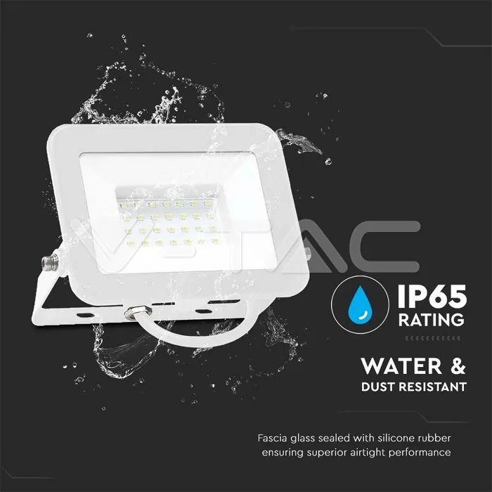 V-TAC VT-10023 30W LED Прожектор SAMSUNG Чип PRO-S Бяло Тяло 3000К